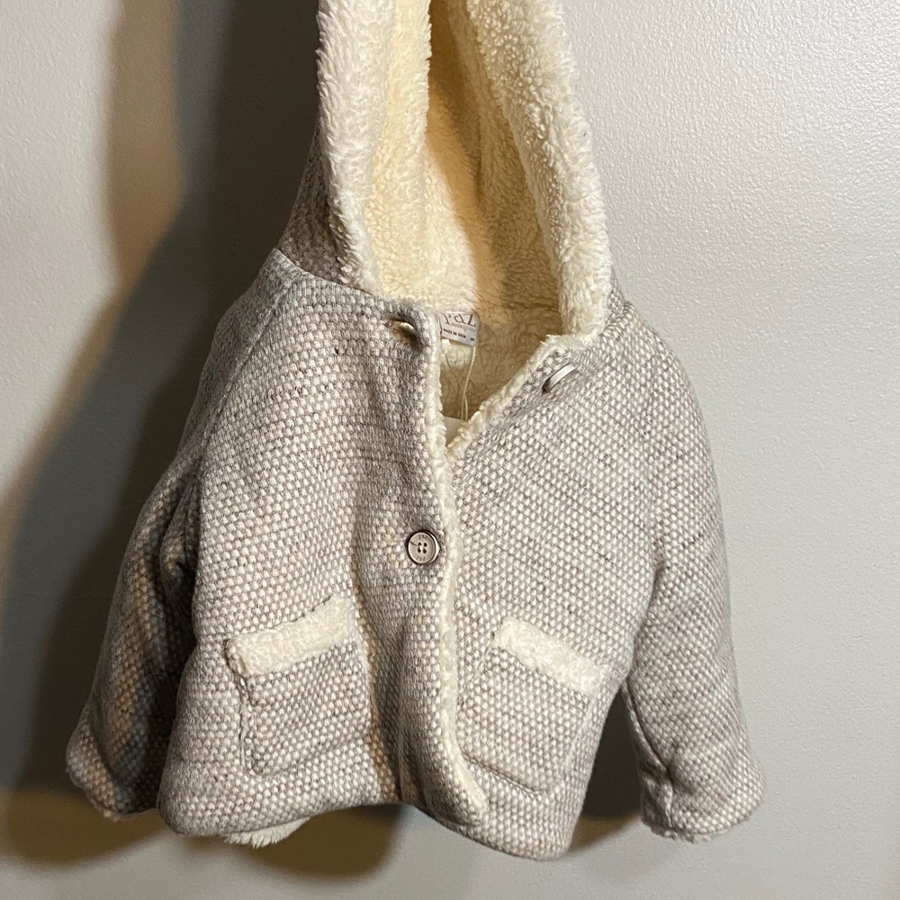 Paz Creations Kids Cream Hooded Puffer Jacket